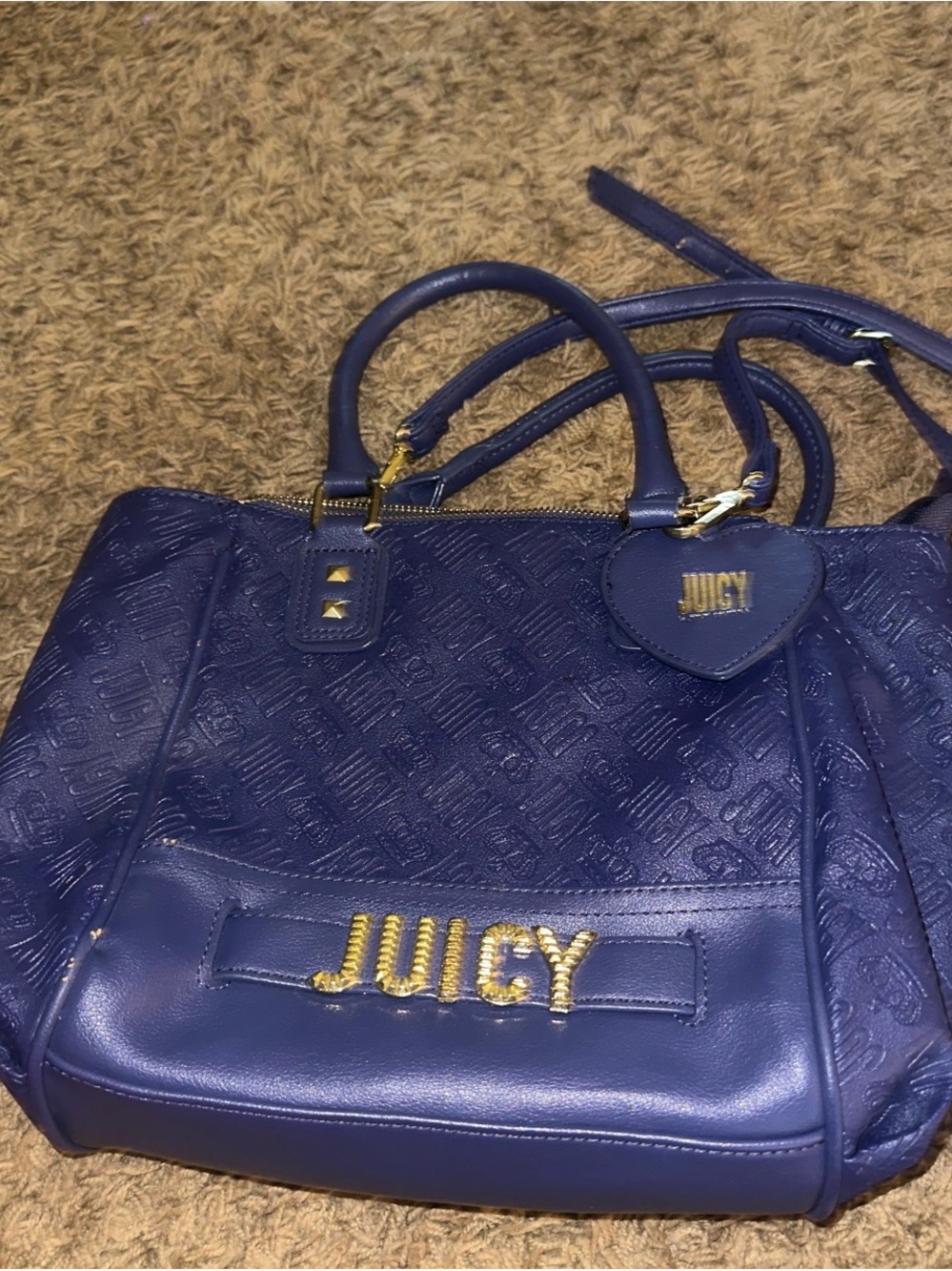 Juicy Couture Sapphire Blue Satchel with Gold Logo Hardware